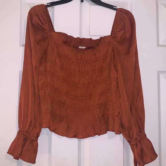 a new day Tops - A New Day Target Burnt Orange Long Sleeve Peasant Top Blouse Long Sleeve